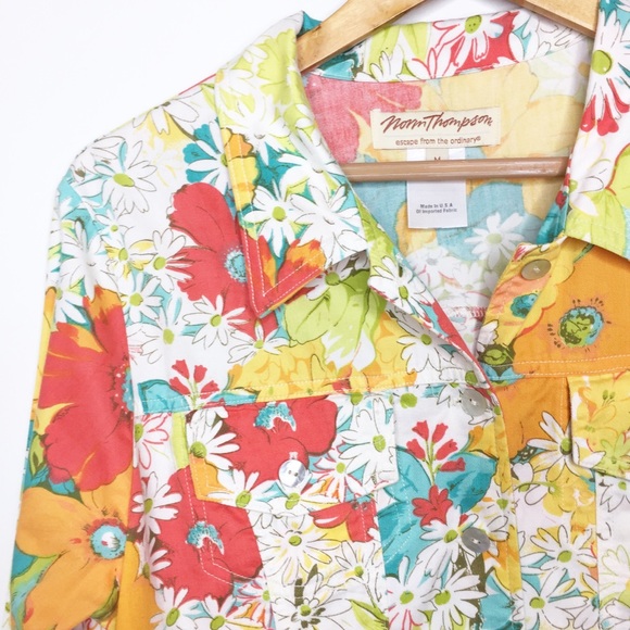 Norm Thompson floral jacket lightweight medium EUC - Picture 2 of 3